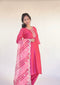 Dark Pink Kurta Set with Leheriya Dupatta