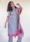 Grey Pink and Orange Kurta Set