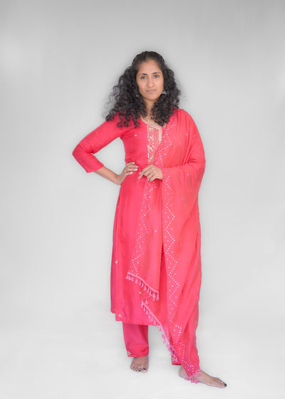 Coral Red Kurta Set