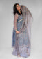 Blue Printed Organza Kurta Set