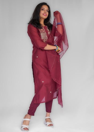 Maroon Kurta Set