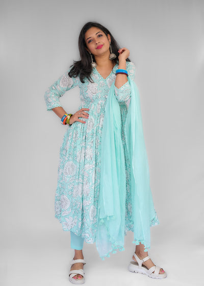 Light Blue Cotton Kurta set