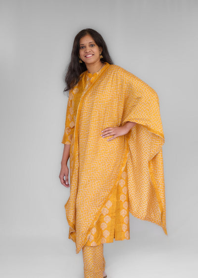 Yellow Printed Kurta Set