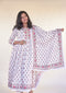 White Block Print Kurta Set