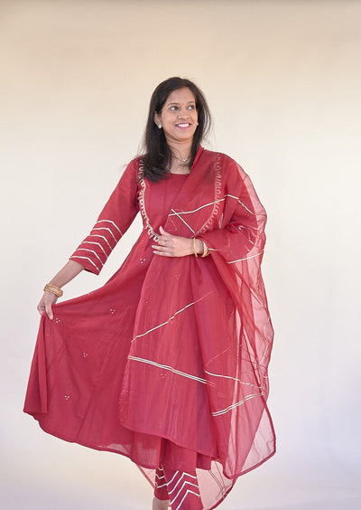 Red Anarkali Kurta Set