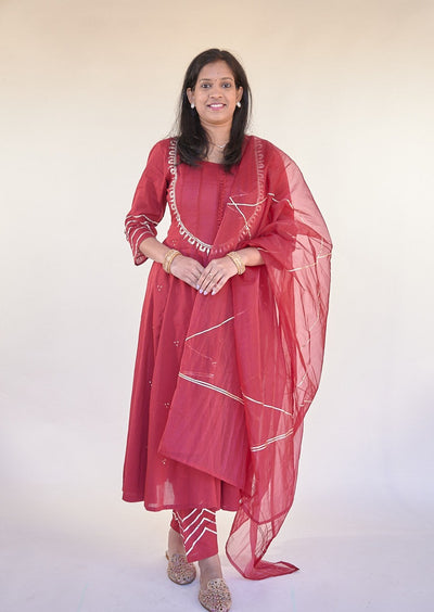 Red Anarkali Kurta Set