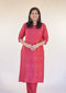 Red Munga Silk Kurta Set