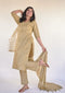 Grey Olive with Gold Stripes Kurta Set