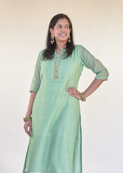 Pastel Green Munga Silk Kurta Set