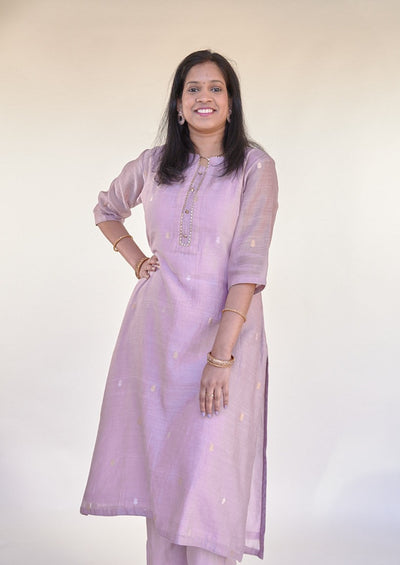 Pastel Mauve Munga Silk Kurta Set