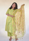 Gold Buti Kurta Sets with Embroidered Organza Dupattas