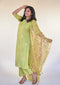 Gold Buti Kurta Sets with Embroidered Organza Dupattas