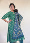 Green Kurta Set with Buti and Pichwai Dupatta