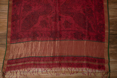 Red Kalamkari Dupatta