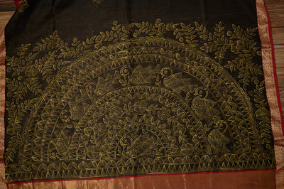 Black and Gold Madhubani Dupatta