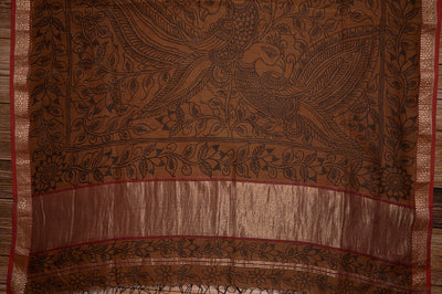 Brown and Black Kalamkari Dupatta